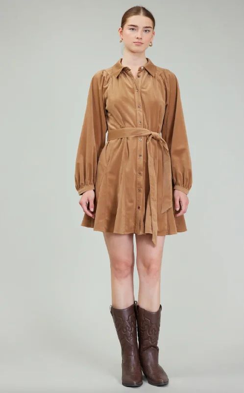 Annalise Carmel Corduroy Mini Dress