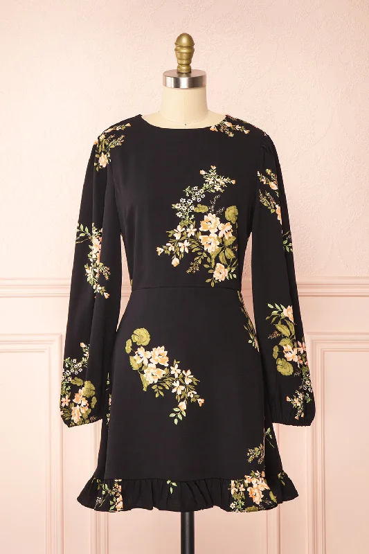 Blomey | Short Floral Dress w/ Long Sleeves