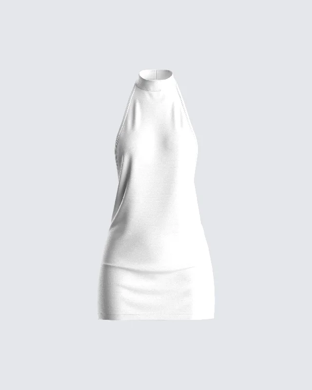 Brittany White Halter Mini Dress