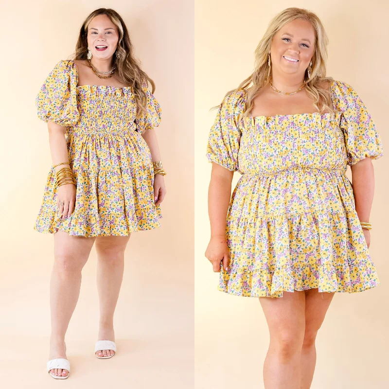 BuddyLove | Spencer Puff Sleeve Mini Dress in Sunny Hunny (Yellow)