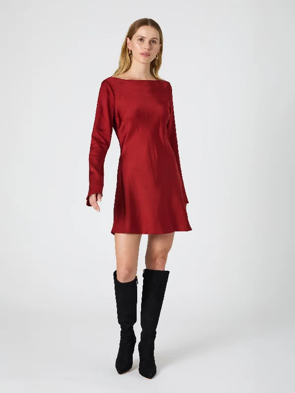 Ennis Satin Longsleeve Mini Dress