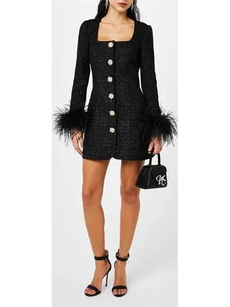 Boucle Feather Mini Dress