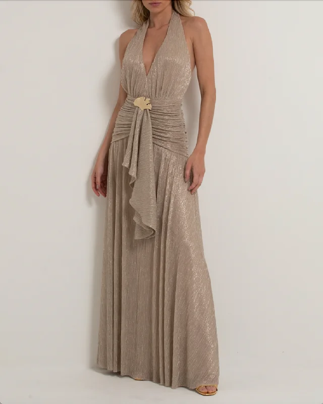 Lurex Draped Maxi Dress