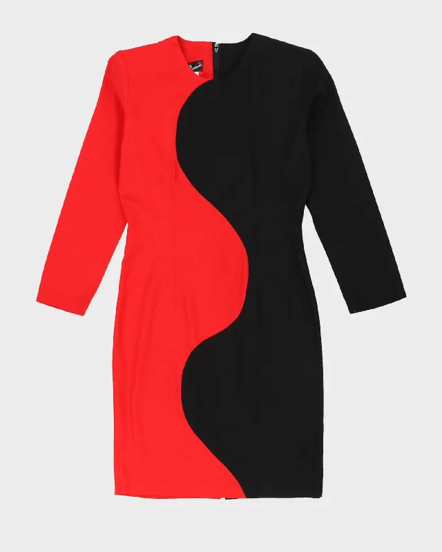 00s Red and Black Midi Dress - S