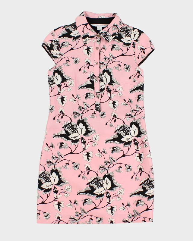 Diane Von Furstenberg Pink & Black Floral Dress - S/M