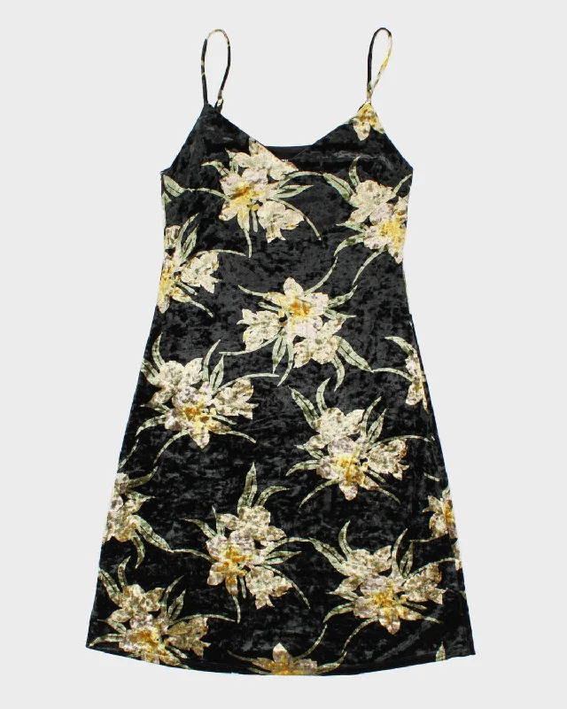 Floral Velour Midi Dress - M