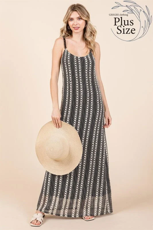 Geegee Plus Stripe See-Through Maxi Dress