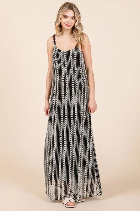 Geegee Stripe See-Through Maxi Dress