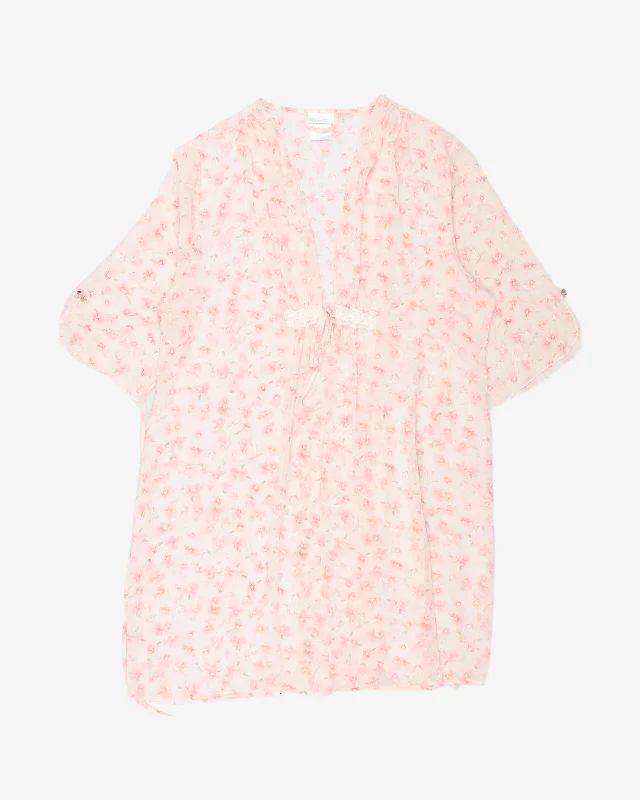 Pink floral dressing gown - M / L