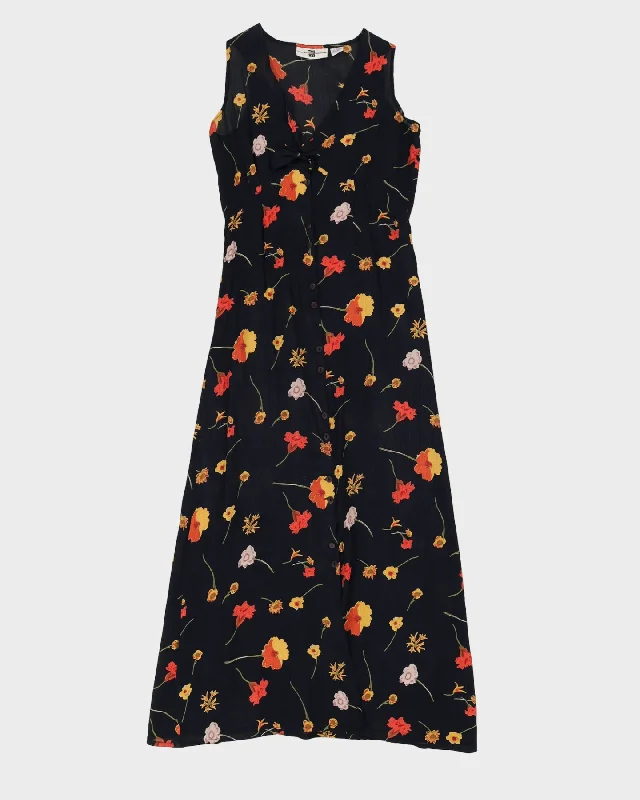 Vintage 90s Smart Set Navy Floral Maxi Dress - M