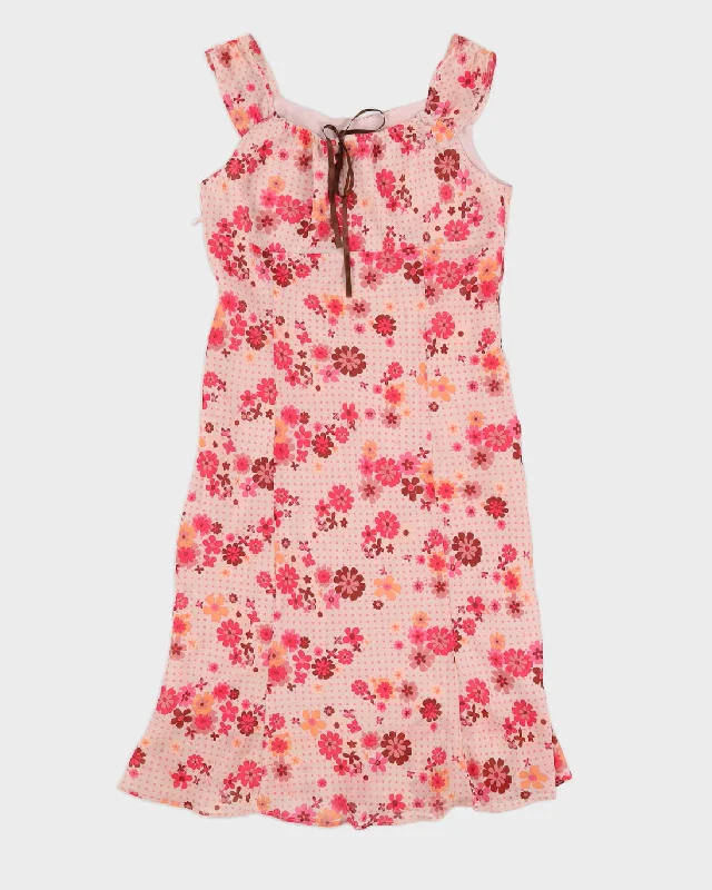 Y2K 00s Etam Pink Floral Midi Dress - M