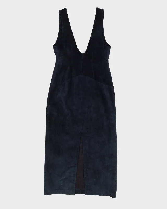 Blue Suede Maxi Dress - S