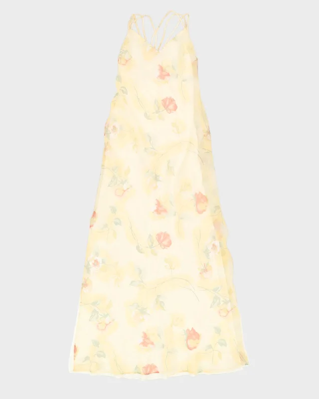 Yellow Flora Sleeveless Maxi Dress - S