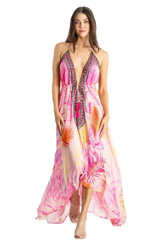 Backless Halter Maxi Dress