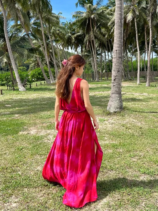 Dalah Tie dye Maxi Dress - Fuchsia