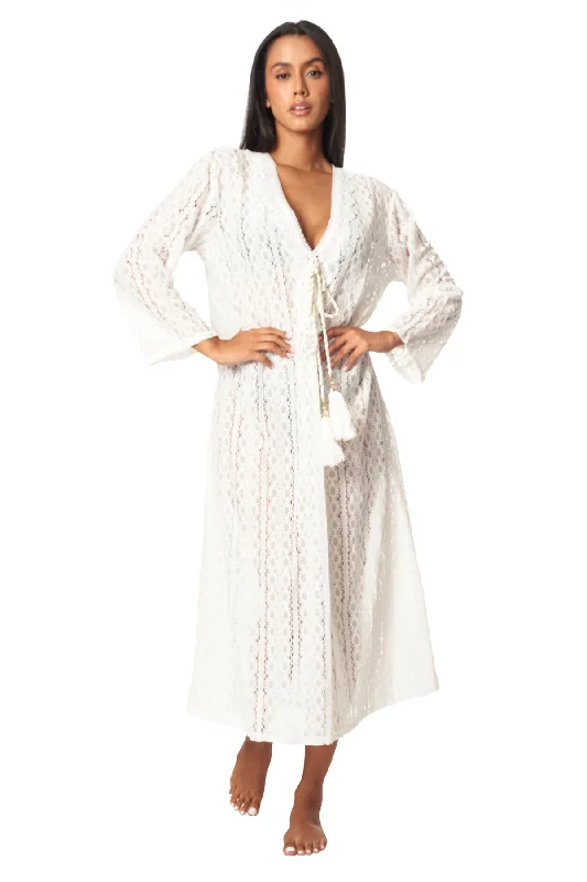 La Moda Women's Lace Kaftan Long Maxi Dress