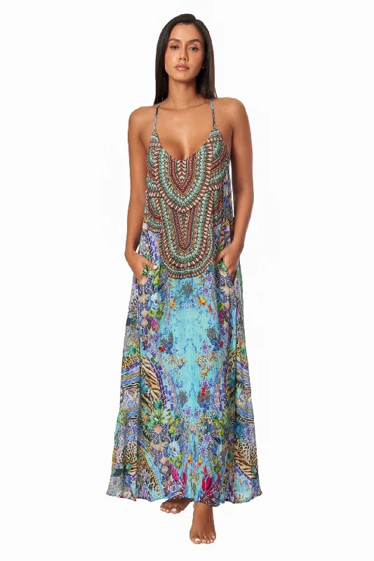 Poppy Garden Racerback Maxi Dress for Resort or Cruise