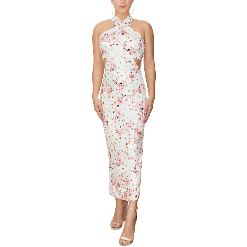 Rachel Rachel Roy Womens Zahara Printed Cut-Out Midi Dress