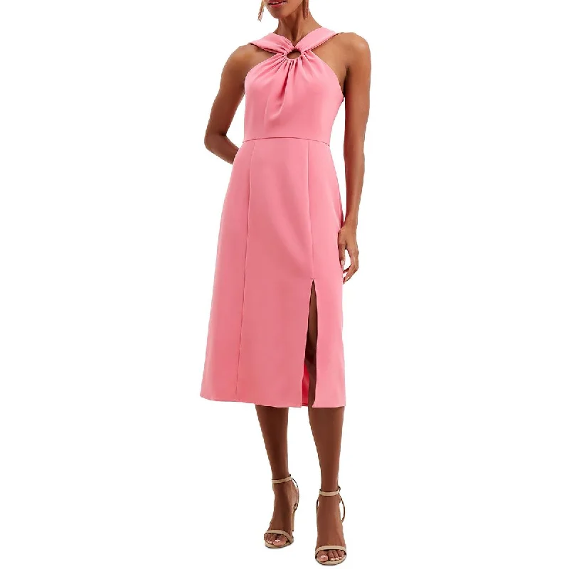 French Connection Womens Halter O-Ring Midi Dress