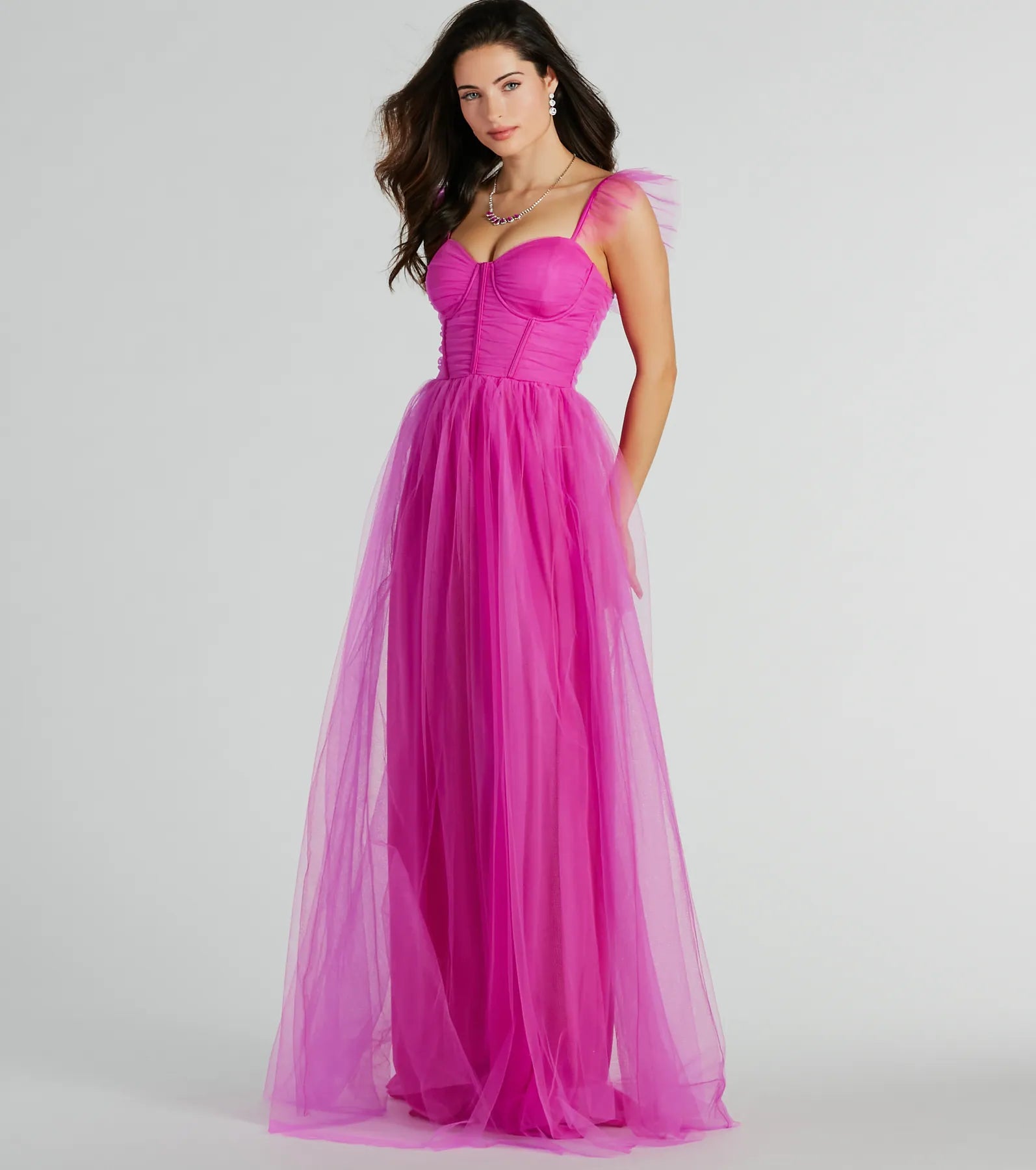 Amber Corset Ruffle A-Line Tulle Formal Dress