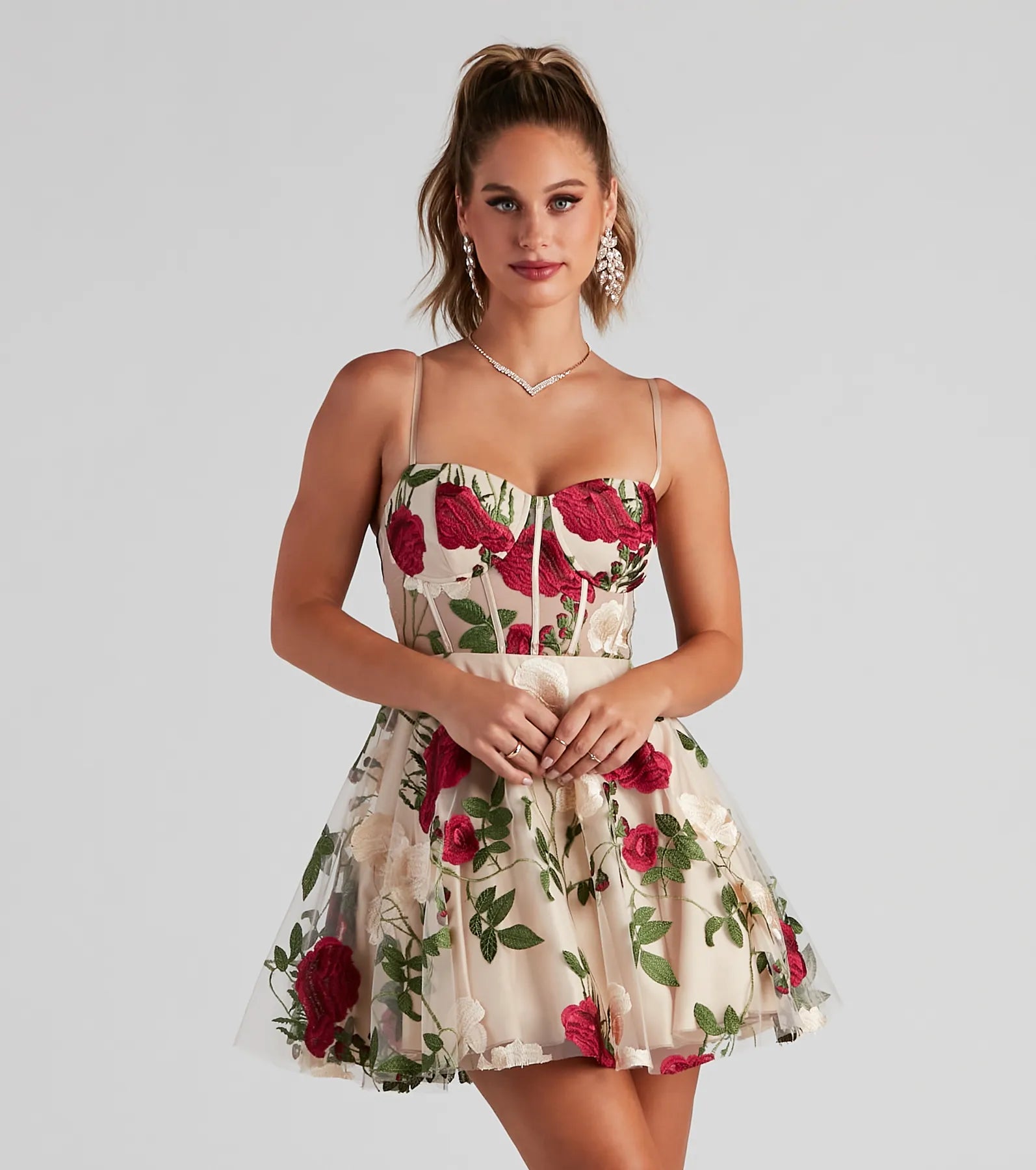 Darcie Floral Bustier Party Dress