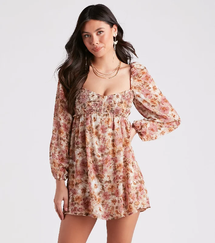 Everlasting Pretty Floral Chiffon Skater Dress