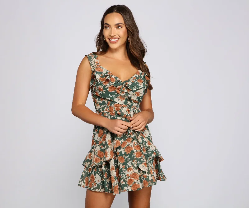 Flirty Moment Floral Chiffon Skater Dress