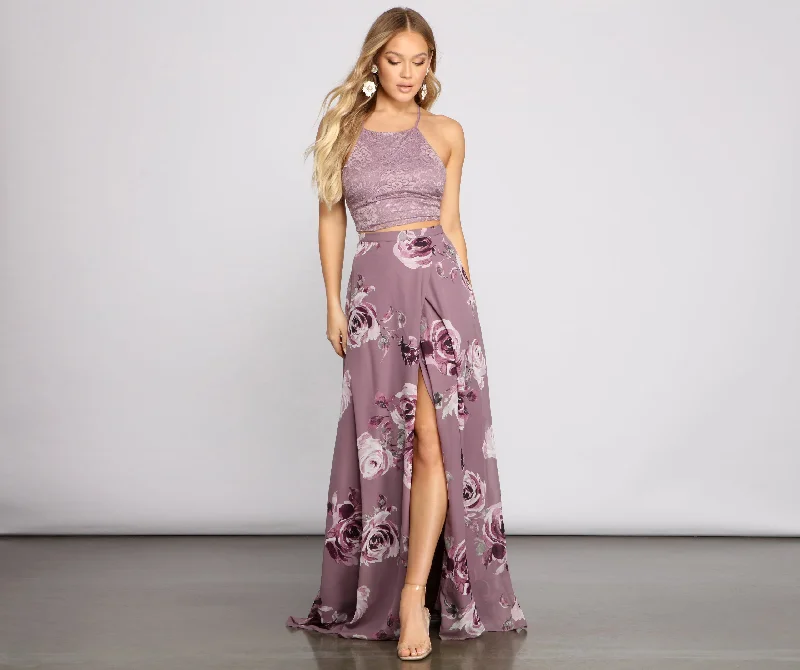 Joelle Lace And Floral Two-Piece Dress