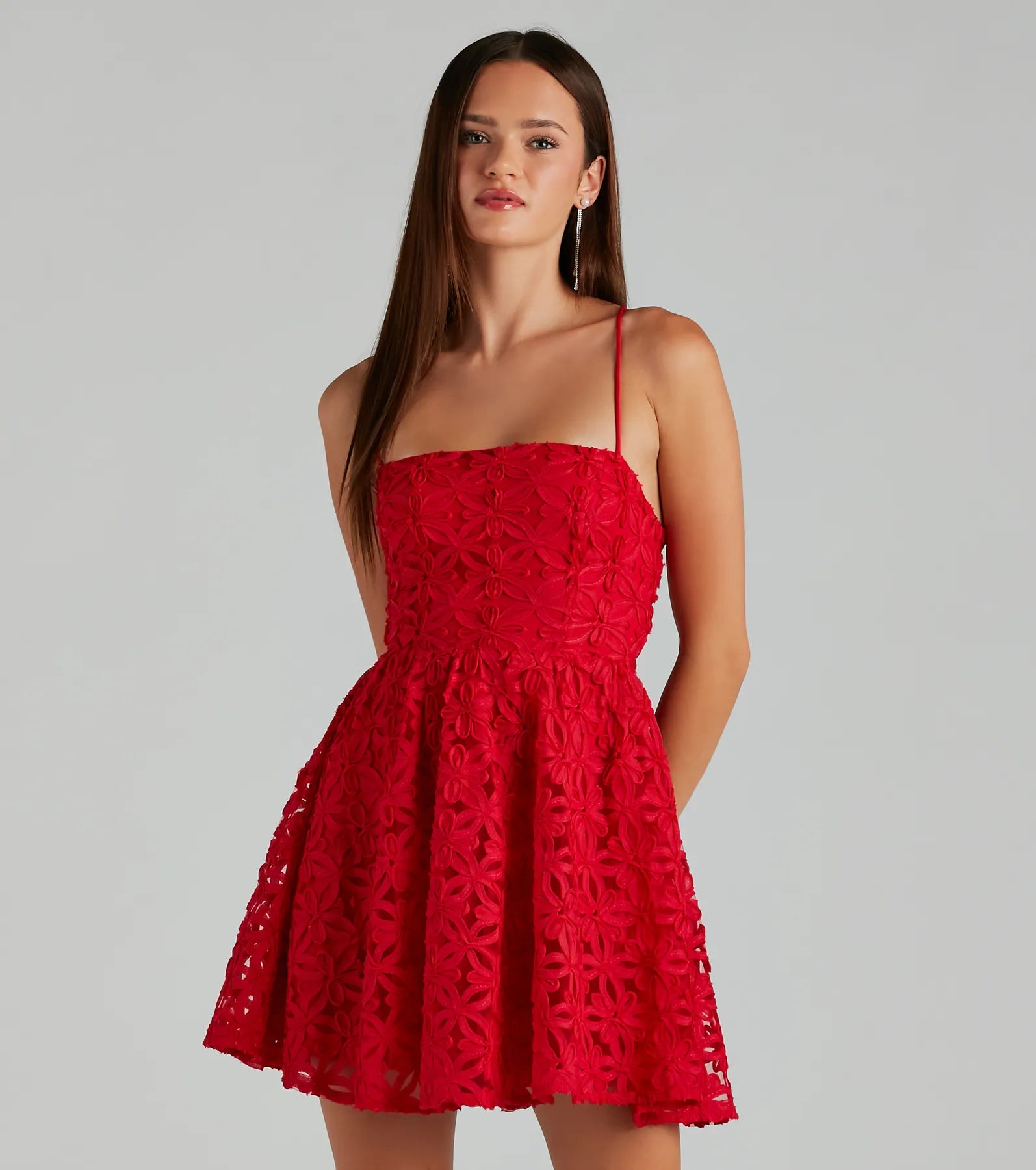 Kiana Flower Lace-Up A-Line Party Dress