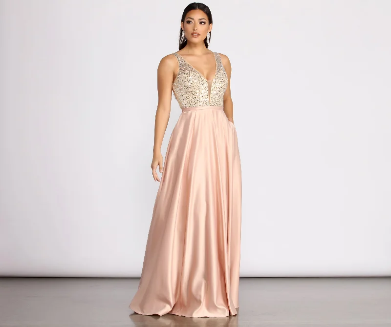 Adina Sequin and Satin Ball Gown