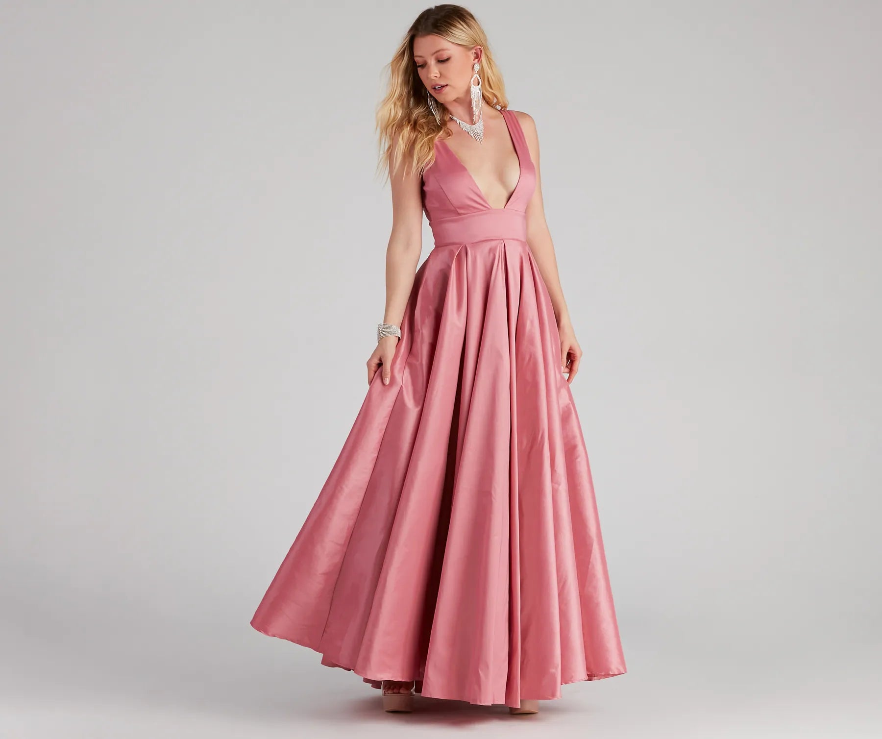 Angelita Taffeta Deep V Ball Gown