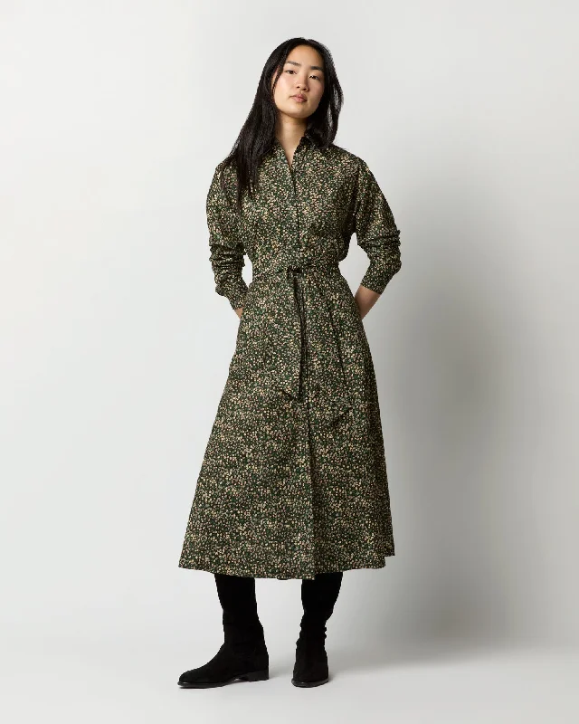 Charlie Shirtwaist Dress in Black/Green Marguerite Liberty Fabric