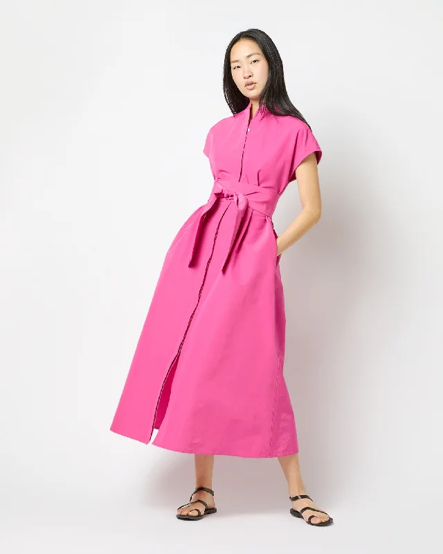 Gianna Maxi Shirtdress in Azalea Cotton/Nylon Faille