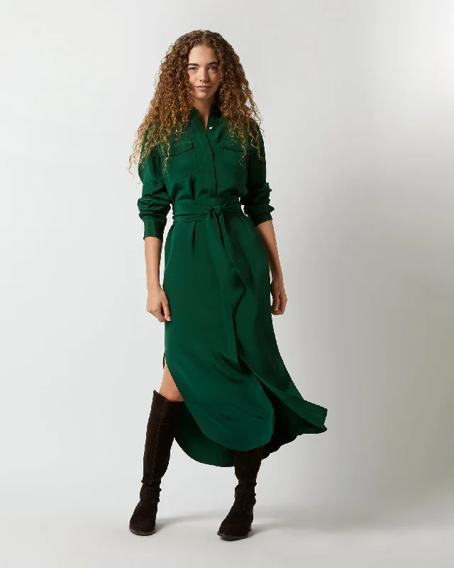 Hannah Dress in Forest Silk Crepe de Chine