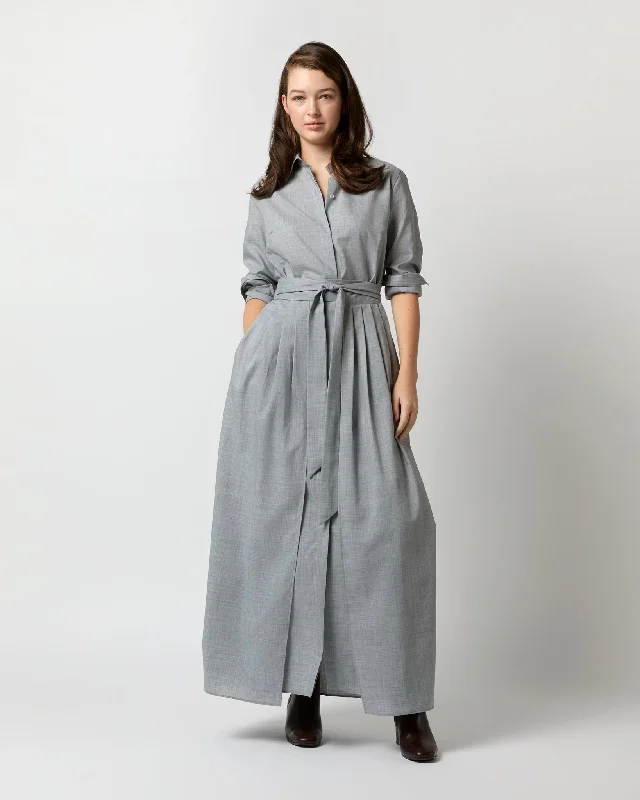 Ingrid Dress in Heather Grey Tropical Wool