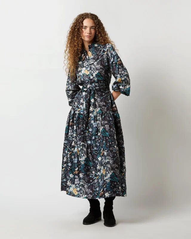 Isabella Popover Shirtdress in Blue Multi Mary Julie Liberty Fabric Silk Twill