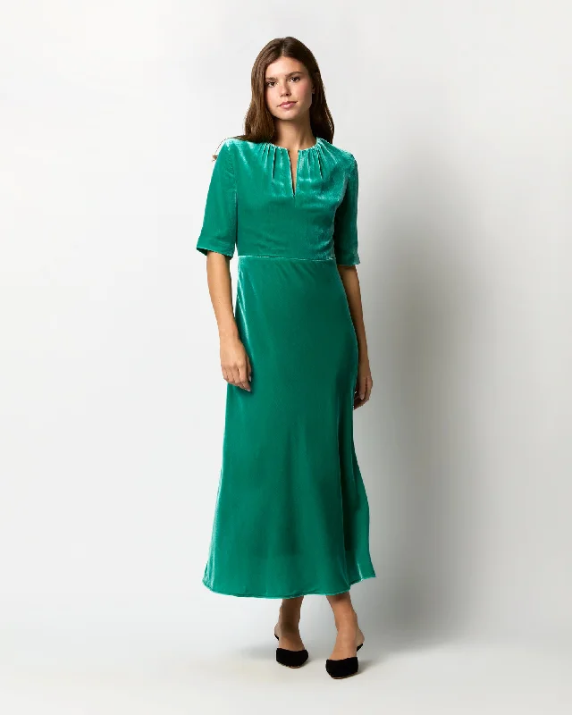 Lisa Dress in Jade Velvet