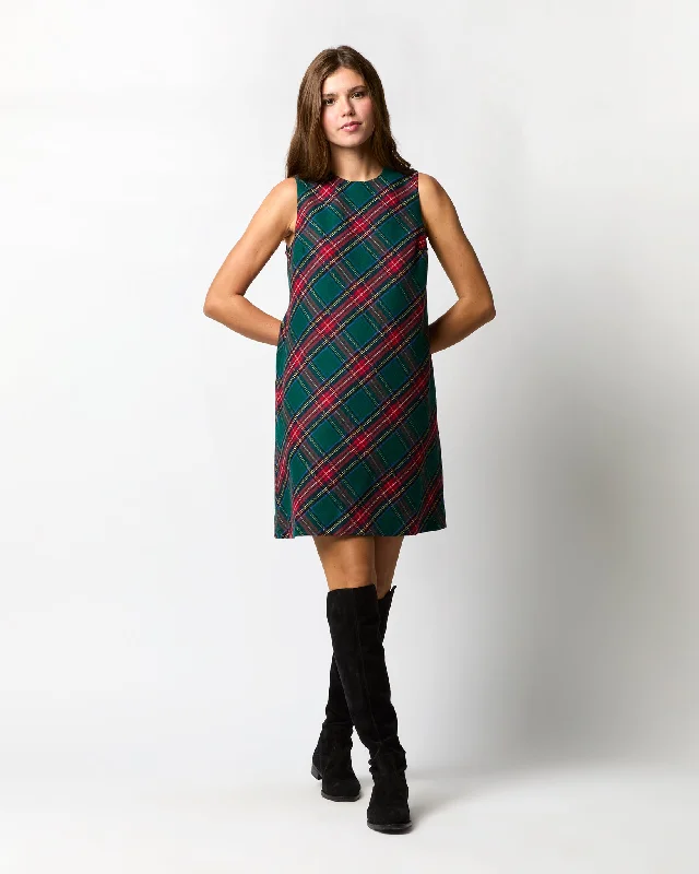 Susy Shift Dress in Green/Red Royal Stewart Tartan Wool