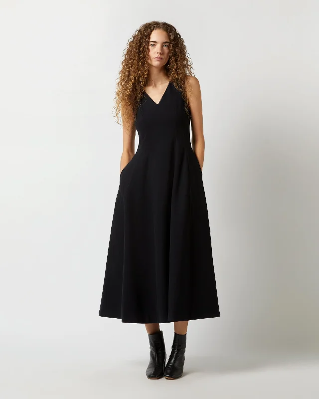 Victoire Dress in Black Brushed Interlock