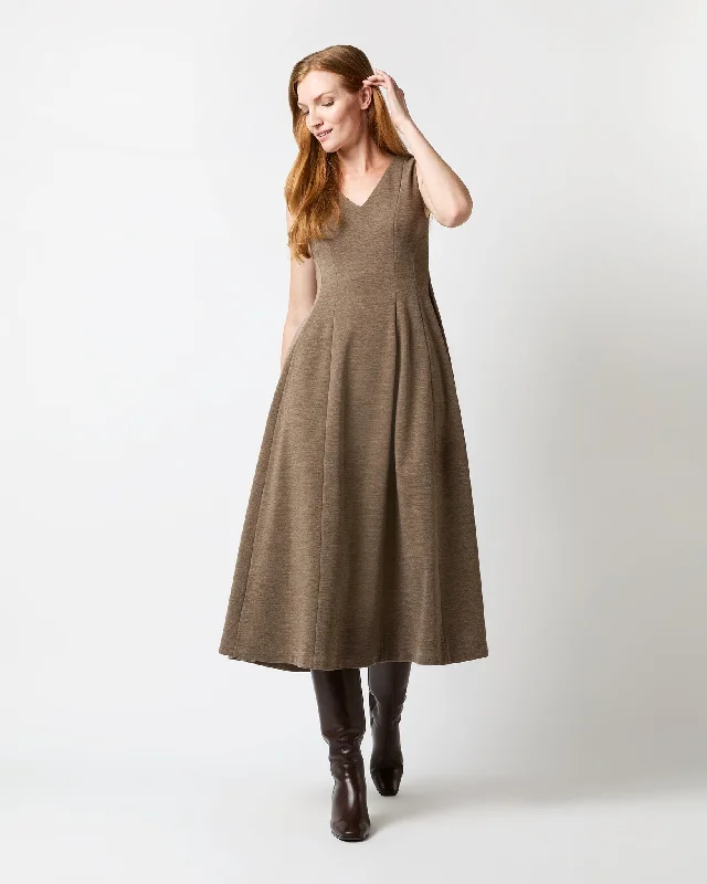 Victoire Dress in Heather Mink Wool Interlock