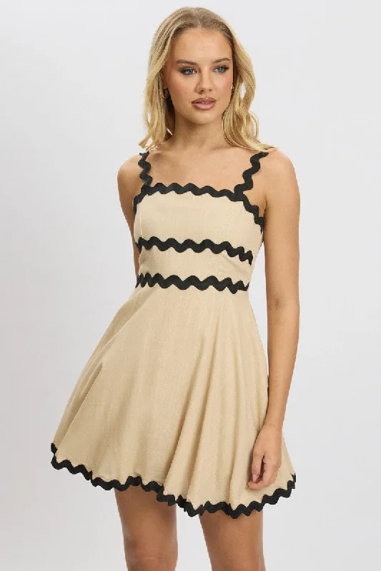 Beige Fit And Flare Dress Ric Rac Mini