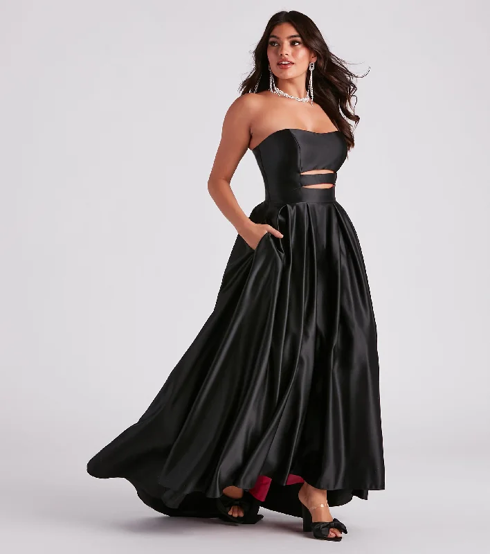 Beverly Satin High Low Ball Gown