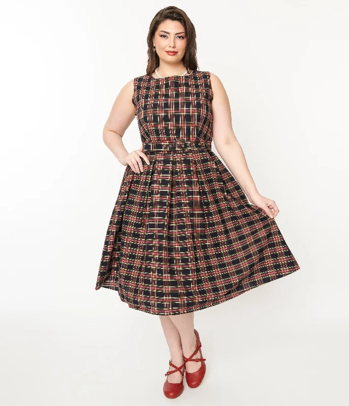 Dolly & Dotty Black & Red Plaid Annie Swing Dress