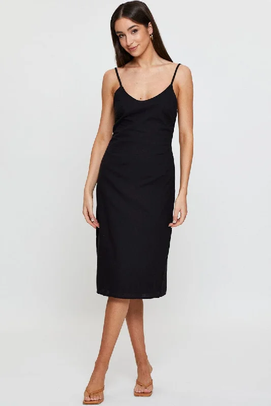 Black Slip Dress Linen