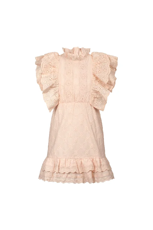 Monogram Beverly Ruffled Dress - Peach Skin