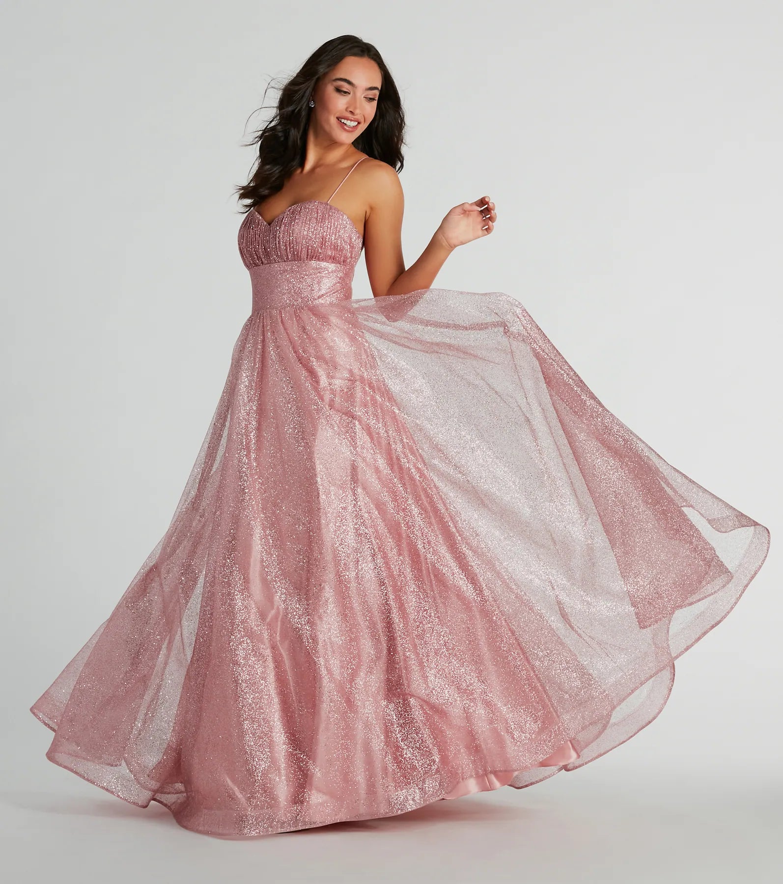 Charlie Sweetheart Lace Up A-Line Glitter Gown