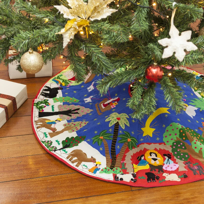 In Bethlehem Unique Applique Christmas Tree Skirt