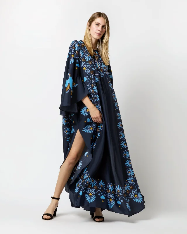 Flying Dress in Navy Olympus Placée Silk Voile