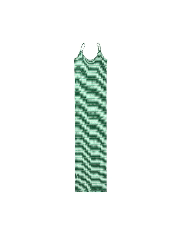 NPS Strap Dress Fine Stripe, Green/Ecru