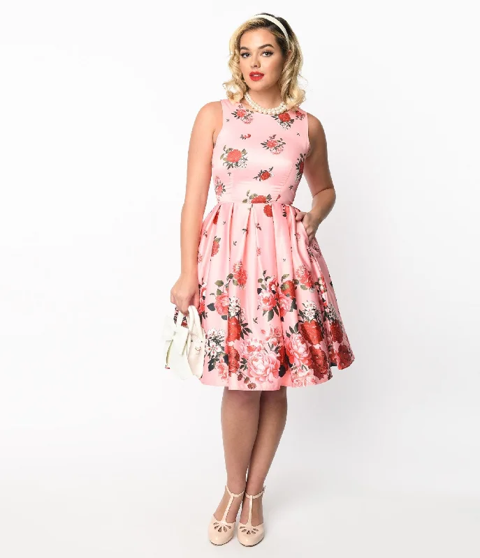 Dolly & Dotty Pink Raising Flowers Swing Dress